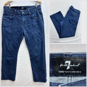7 Seven For All Mankind Jeans Men 34x28 Blue Austyn Straight Relaxed Made in USA